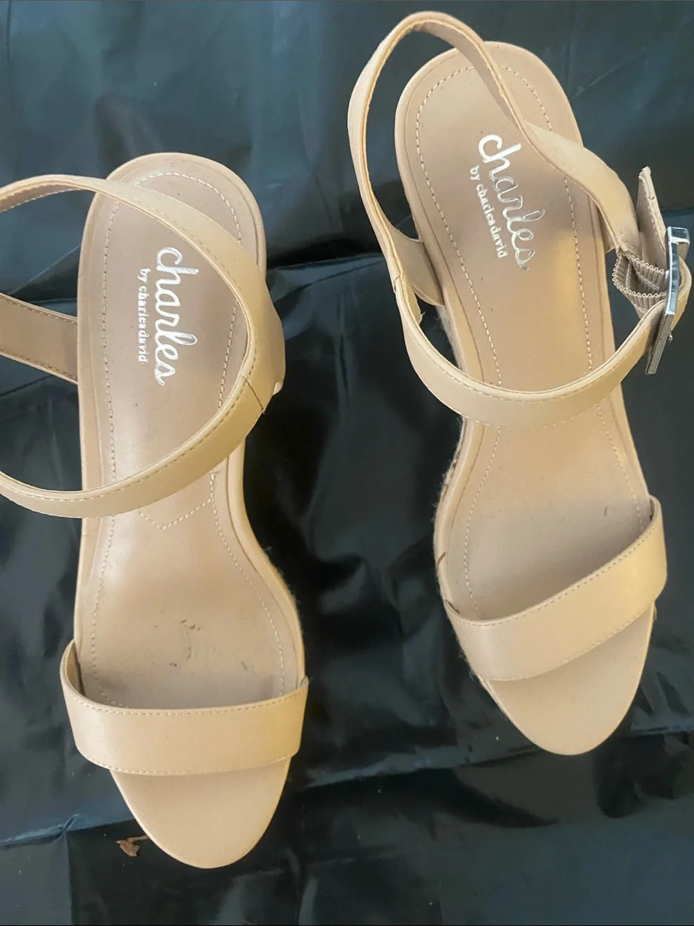 Charles By Charles David Tan Espadrille Wedge Sandals with Ankle Strap